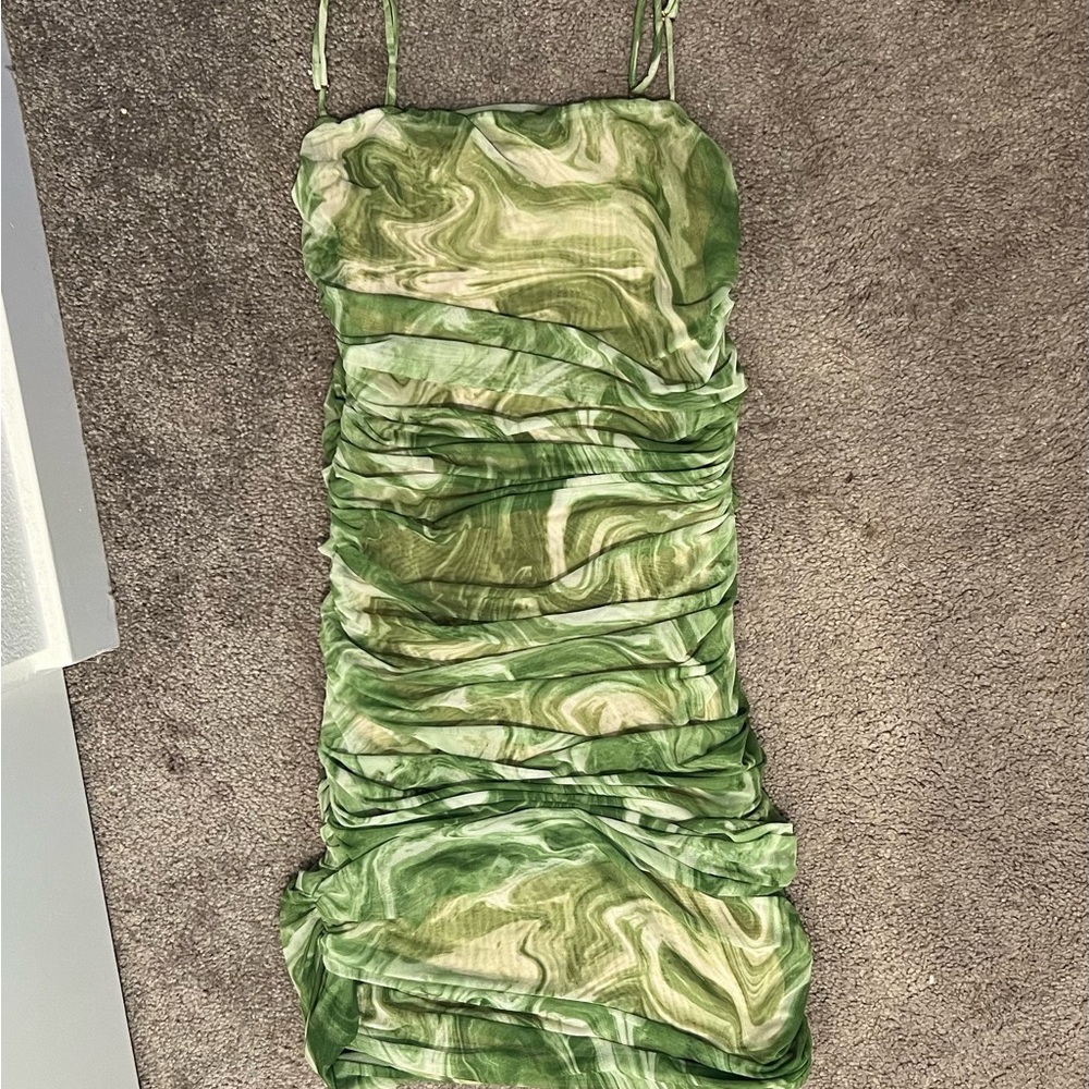 Naked Wardrobe Green Swirl Maxi Dress